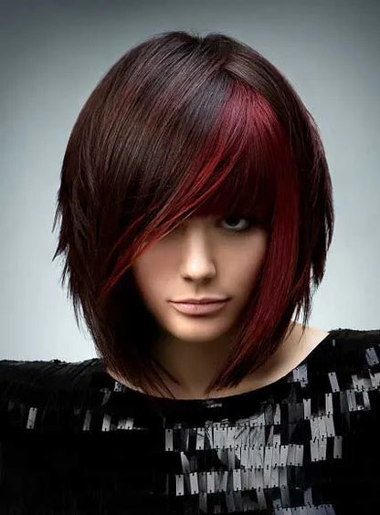 The Stylish Medium Straight Mixed Color Newest Fashion Natural  Wig 100% Human Hair
