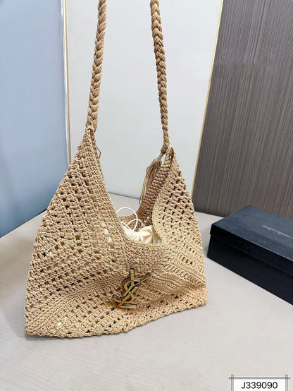 SAINT LAURENT YSL Raffia Tote Bag Beach Casual 37x22cm