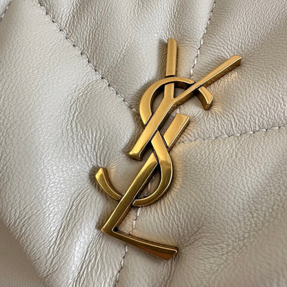 YSL  Loulou Puffer Toy Bag In Quilted Lambskin White Size 23x15.5x8.5