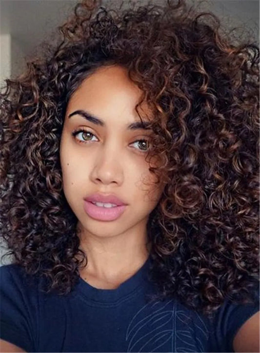 Trendy Long Round Layered Curly Hair Lace Front Synthetic Hair Wigs 14 Inches